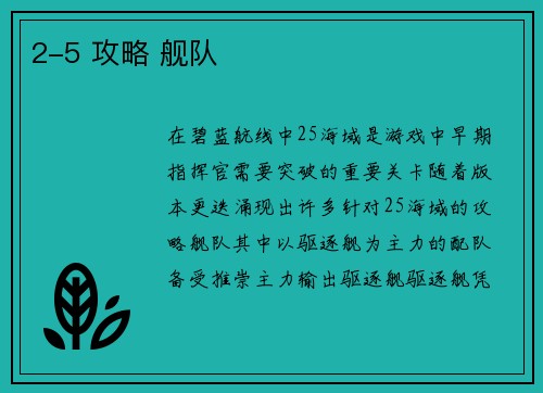 2-5 攻略 舰队
